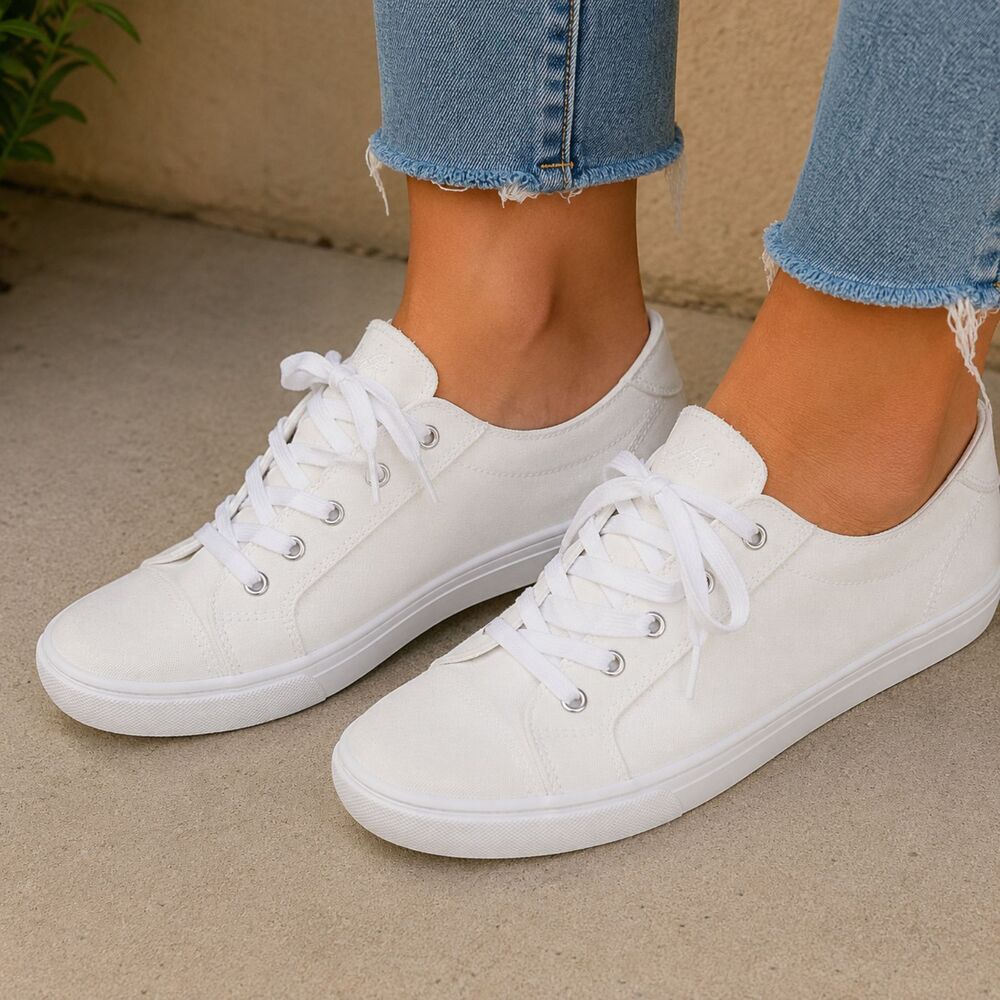 Blowfish White Low-Top Canvas Lace-Up Flats